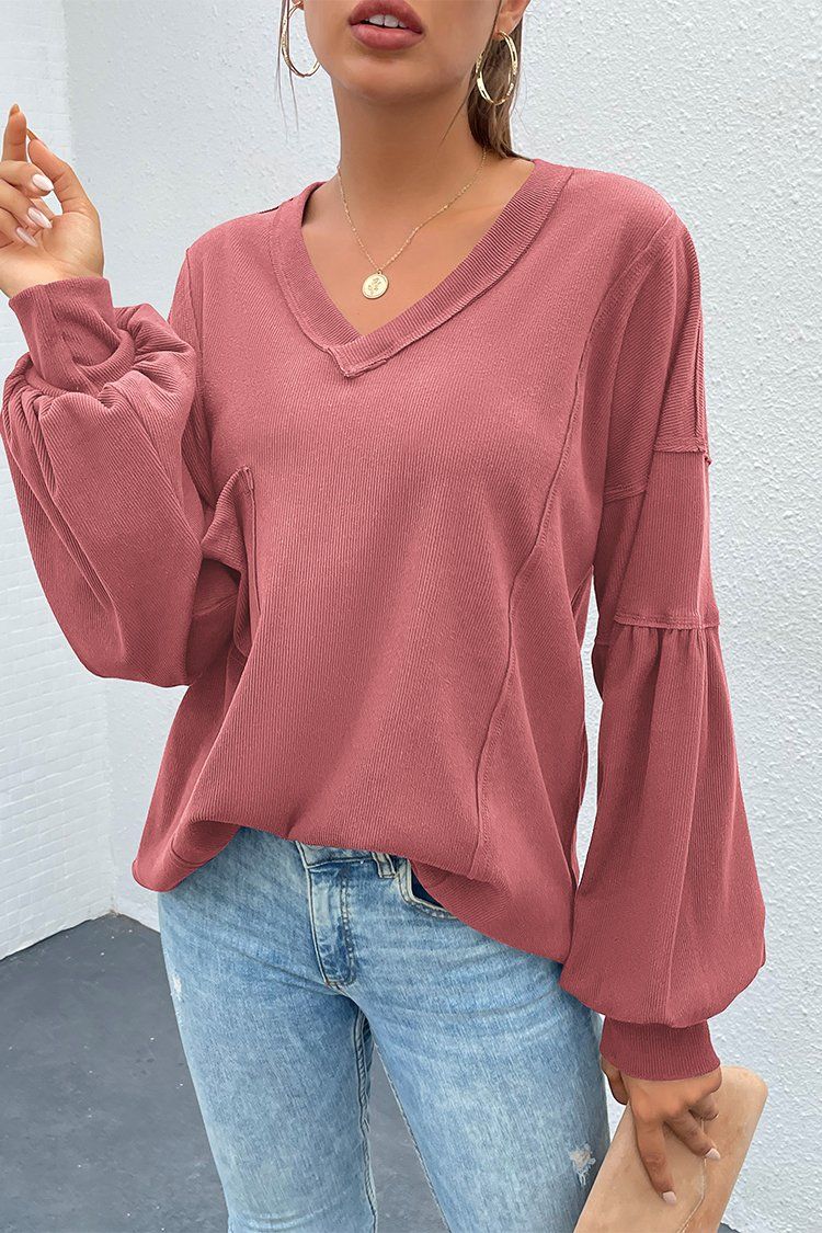 PRETTYGARDEN-Women-Casual-V-Neck-Long-Sleeve-Tunic-Tops-Solid-Loose-Fit-Side-Slit-Ribbed-Knit-Pullover-Blouses-Top-with-Pocket-PRETTYGARDEN-1627610949
