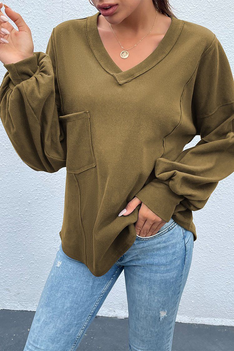 PRETTYGARDEN-Women-Casual-V-Neck-Long-Sleeve-Tunic-Tops-Solid-Loose-Fit-Side-Slit-Ribbed-Knit-Pullover-Blouses-Top-with-Pocket-PRETTYGARDEN-1627611025