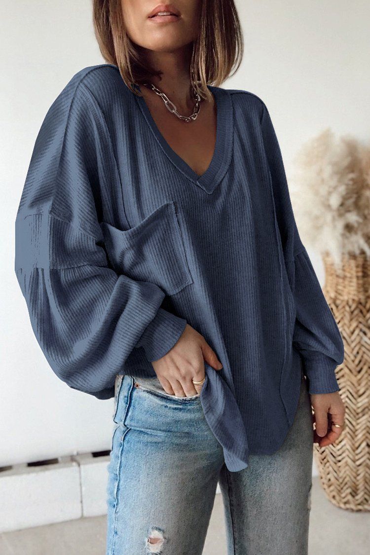 PRETTYGARDEN-Women-Casual-V-Neck-Long-Sleeve-Tunic-Tops-Solid-Loose-Fit-Side-Slit-Ribbed-Knit-Pullover-Blouses-Top-with-Pocket-PRETTYGARDEN-1627611103