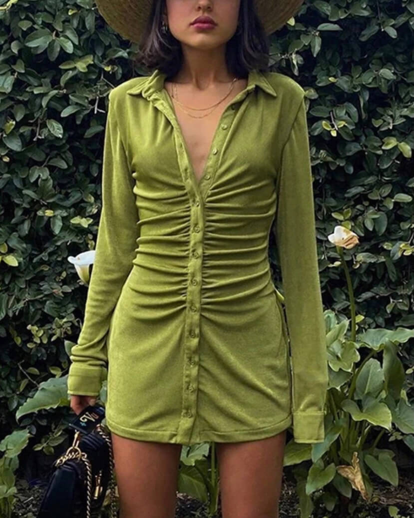 SlinkyRuchedShirtDressinShimmerGreen